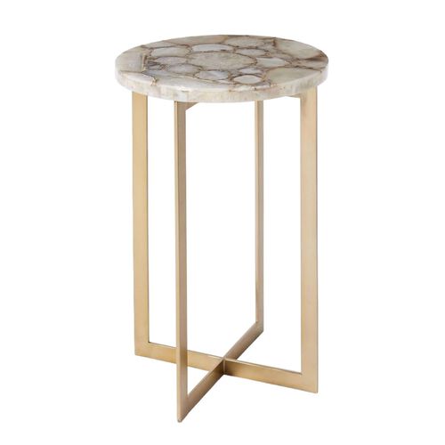West Elm Agate Stone Top Side Table Antique Brass